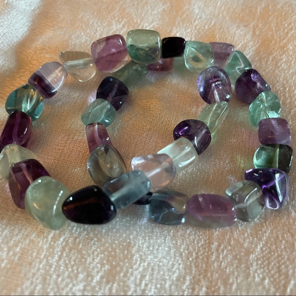 Set of 2 Natural Chunky Tourmaline Stone Bracelets